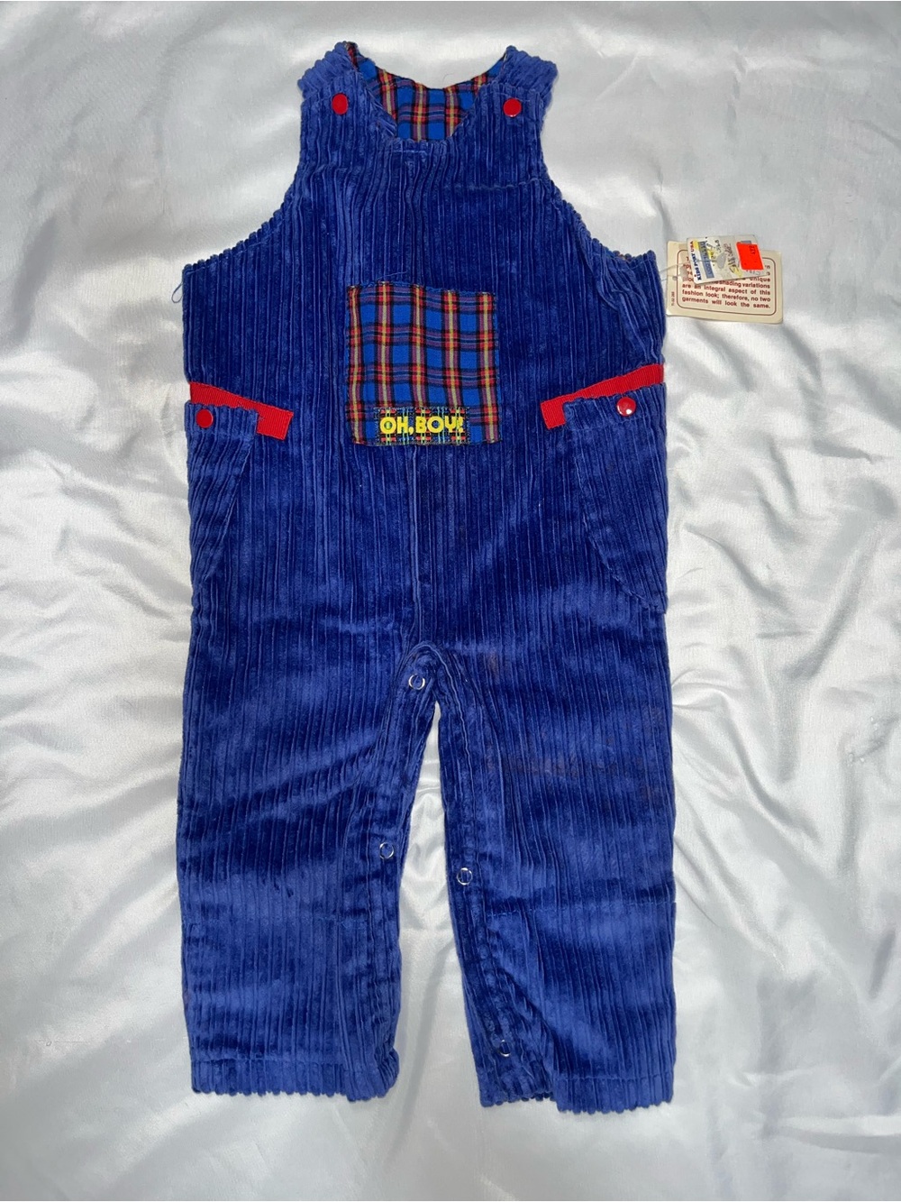 Vintage Healthtex Baby Boy 12M Blue Corduroy Overalls NWT Deadstock
